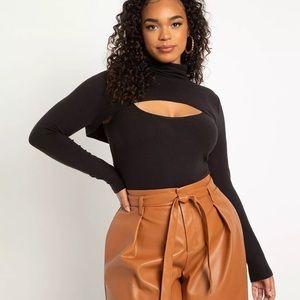ELOQUII CROPPED TURTLE NECK LAYERING SLEEVES crop sweater